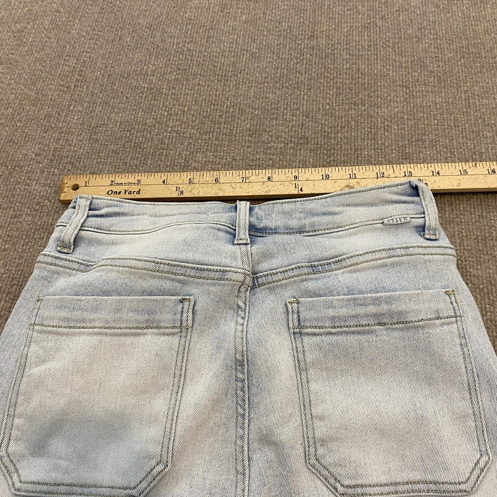 Risen Wide Leg Cargo Jeans Womens 27 Blue Light Wash High Rise Stretch Denim - Picture 9 of 14